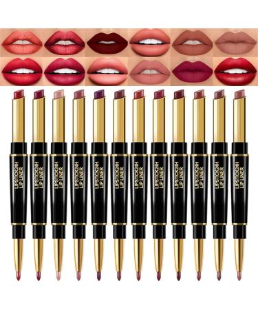 ventes flash Doublure l vres et rouge l vres pour femme doublure en 1 durable 2 longue doublure en velours avec l vre t te crayon rouge l vres pour les voyages quotidiens 1 unit (Lot de 1) red-4 - Buy Online on GoSupps.com
