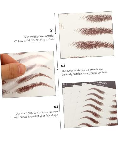 Mipcase 4 Sheets Waterproof Eyebrow Stickers Fake Eyebrow Stickers Eyebrow Tool Make up 6 Stickers 21x14.8cm Brown - Buy Online on GoSupps.com