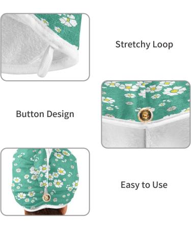Green Fresh Daisy Dry Hair Cap - 2 Piece Quick Drying Towel Set | Super Absorbent Soft Headband - Buy Online on GoSupps.com