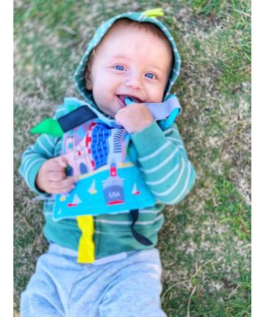 Baby Jack & Co 8x8 Learning Lovey San Diego California Tag Toy | USA Cities & Shapes | Soft & Safe Crinkle Toy for Babies | BPA-Free with Stroller Clip - Buy Online on GoSupps.com