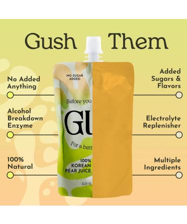 GUSH Pre-Drink Korean Pear Drink - (12 Pack) Pear Hydration Pouch with Enzyme Activation - Prevent Drinking Aftereffects - All Natural Gluten-Free 12-Pack - Buy Online on GoSupps.com