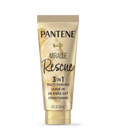 Pantene Miracle Rescue 3 in 1 Leave In Conditioner Rinse off Conditioner Heat Protectant for Hair Detangler Anti Frizz Moisturizing For All Hair Types Safe for Color Treated Hair 6.0 fl oz