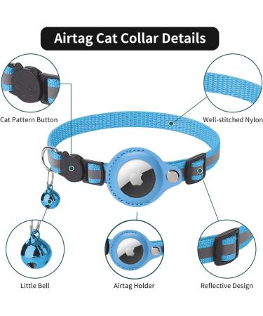 KOLACEN Reflective AirTag Cat Collar GPS Cat Collar with Adjustable AirTag Holder Bell Breakaway Buckle Compatible with Apple AirTag Anti-Lost Cat Tracker Collar for Cats Kittens Small Dogs (Blue) - Buy Online on GoSupps.com