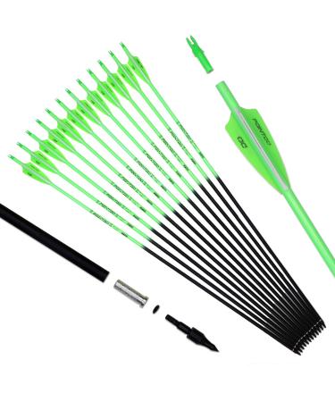 Pointdo 30inch Carbon Arrow Fluorescence Color Targeting and Practice and Hunting Arrows for Compound Bow and Recurve Bow with Removable Tips(Pack of 12) Fluorescein Green - Buy Online on GoSupps.com