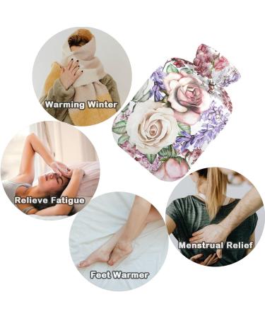 Naanle Hot Water Bottle with Cover - Pink Flowers for Back Pain Relief & Cold Therapy | 1L Transparent Heat Bottle - Buy Online on GoSupps.com