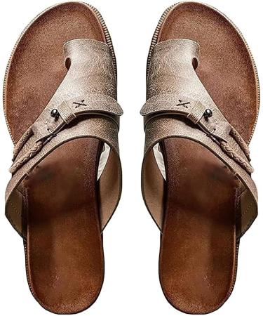 Buy Summer Orthopedic Sandals for Women - Leather Bunion Correction Flip Flops & Comfy Flat Ring Toe Shoes - Buy Online on GoSupps.com