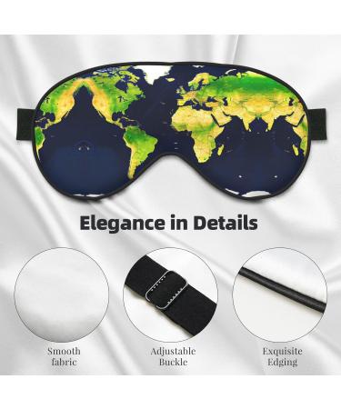 SSIMOO World Map Print Eye Mask - Double-Sided Soft Light Blocking for Quality Sleep | International Shipping Available - Buy Online on GoSupps.com