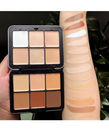 12 Color Professional Makeup Cream Contour Palette with Brush Set - Full Coverage Concealer Palette for Contouring Face Makeup - Ideal Gift for Women & Girls #6 - Buy Online on GoSupps.com
