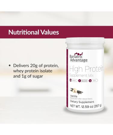 Bariatric Advantage High Protein Supplement Mix - Protein Powder - 20 g Protein - for Pre- & Post-Bariatric Surgery Patients - Iron Calcium & More - Vanilla - 14 Servings Vanilla 12.59 Ounce (Pack of 1) - Buy Online on GoSupps.com