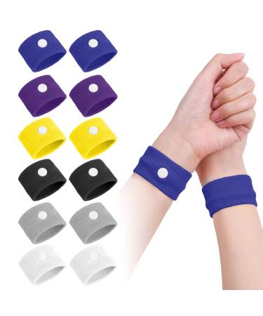ACWOO Motion Sickness Wristbands 6 Pairs Natural Sickness Bands for Kids & Adults Anti-Nausea Wristbands for Car Sea Sickness Relief Wristbans for Sea Flying Travel (6 Pairs -B)