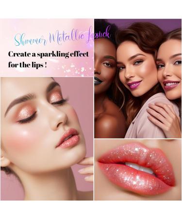 Shop High Shine Glitter Diamond Lipstick - Long Lasting Waterproof Moisturizer with Shimmer Metallic Finish | Coral Luster 05# | International Shipping Available - Buy Online on GoSupps.com