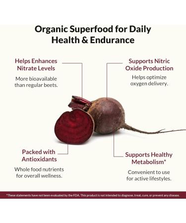 Natural Wellness Fermented Organic Beets Powder Nitrate-Rich Superfood for Heart Health Energy Endurance & Circulation Vegan Gluten-Free Zero Sugar 4.5g Powder 30-Day Supply  - Buy Online on GoSupps.com