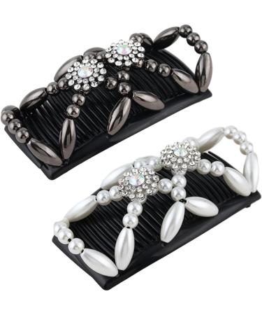 4 Pcs Beaded Hair Combs Clips for Women - Butterfly & Flower Design | Elastic Magic Beads Hair Slides for Girls Hair Styling - Buy Online on GoSupps.com
