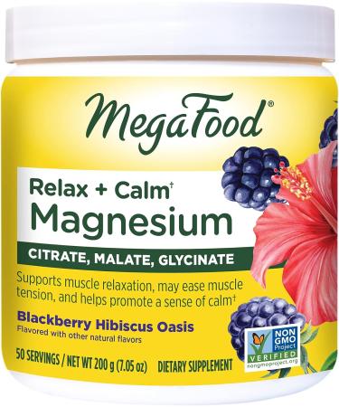 MegaFood Relax + Calm Magnesium Blackberry Hibiscus Oasis 7.05 oz (200 g) - Buy Online on GoSupps.com