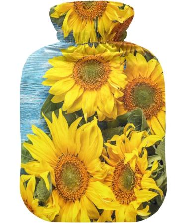 Naanle Sunflower Wooden Heat Bottle - 1L Hot Water Bottle for Pain Relief & Therapy | Warm & Cold Use for Bed Hands & Feet - Buy Online on GoSupps.com