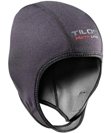 Tilos 1mm Metal-Light Coated Neoprene Adjustable Beanie for Surf Surfing Kayak Rafting Canoe Snorkel Swimming Cap Hat Black Large