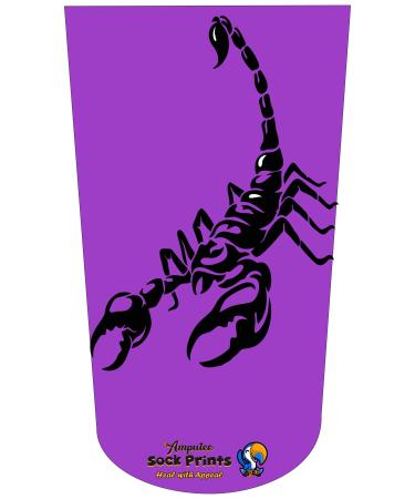 Heal with Appeal Amputee stump sock Black Scorpion Purple Bgnd Mockup V1 3Ply stump sock