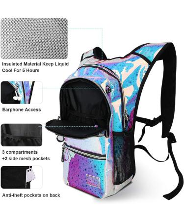 Mothybot Hydration Backpack 20L with 2L Hydration Bladder - Festival Essential for Hiking, Running, Biking - Holographic Crocodile Textured Design - Buy Online on GoSupps.com