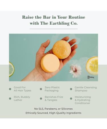 Earthling Co. Citrus Sun Bar Shampoo & Conditioner Set - Plant-Based, No Parabens, Sulfates, Silicones - Eco-Friendly Bars for All Hair Types - Buy Online on GoSupps.com