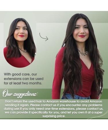 Hetto Clip-In Real Hair Extensions - Darkest Brown #2 120g 55cm - Remy Human Hair for Natural Look - Buy Online on GoSupps.com