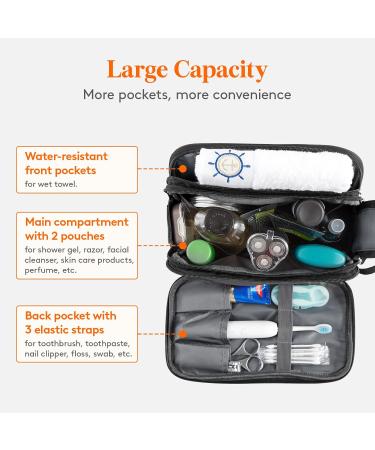 Lifewit Men's Large Travel Toiletry Bag - Water-Resistant Dopp Kit for Full Size Toiletries - Medium Black - Buy Online on GoSupps.com