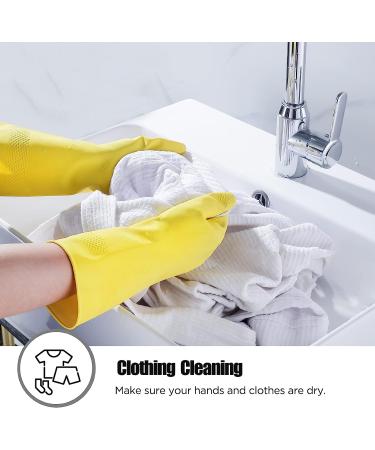 IUCGE Rubber Cleaning Gloves - Yellow, Medium Size, Pack of 3 Pairs - Reusable Dishwashing Gloves for Household Kitchen - Buy Online on GoSupps.com