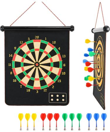 CX L SUM Magnetic Dart Board Set | Indoor Outdoor Kids Dart Game | 12pcs Magnetic Darts | Safe Toy Gift | Double Sided Rollup Board - Buy Online on GoSupps.com