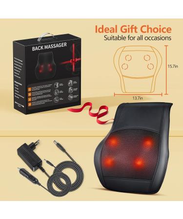 BRELEY Shiatsu Massage Device with Heat - Neck Back Shoulder & Leg Massager with Rotating Heads - Perfect Gift for Mom & Dad - Black - Buy Online on GoSupps.com