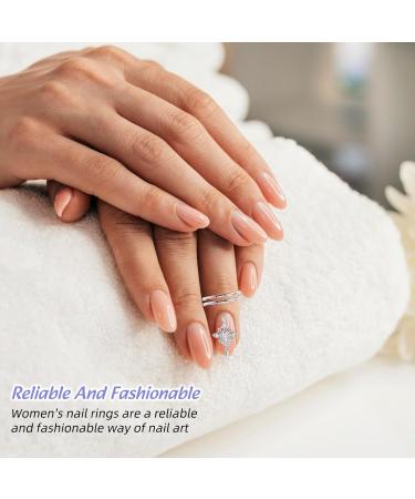NICENEEDED Women Finger Nail Ring Fashionable Finger Nail Knuckle Rings Nail Cover Ring Fingernail Tip Rings Finger Nail Manicure Jewelry Nail Art Decorations Accessory for Daily Use - Buy Online on GoSupps.com