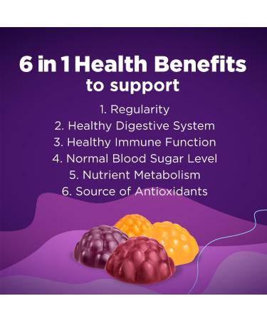 RestoraFIBRE+ 6 in 1 Daily Prebiotic Fibre Supplement Gummies for Adults Supports Health Benefits including Regularity Gentle Constipation Relief & Healthy Immune Function with Naturally Sourced Inulin (75 ea) - Buy Online on GoSupps.com