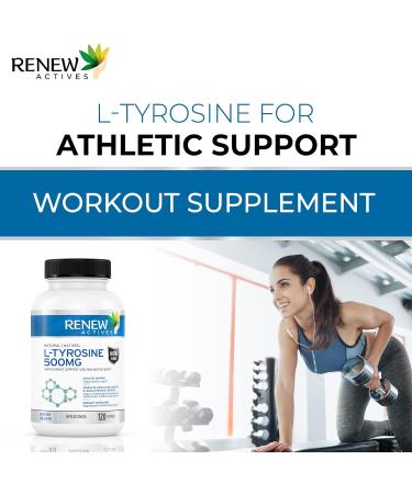 Renew Actives Potent L-Tyrosine Supplement for Amino Acid Support | Boost Muscle Protein Synthesis Enhance Health & Well Being | 500mg 120 Capsules - Buy Online on GoSupps.com