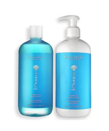 Crabtree & Evelyn La Source Refreshing Body Wash and Hydrating Body Lotion with Pump (16.9 oz/each)
