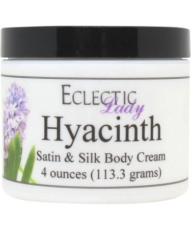 Eclectic Lady Hyacinth Satin and Silk Cream Body Cream Body Lotion 4 oz - Shea Butter Aloe Silk Amino Acids Vitamin E Phthalate-Free Handcrafted in USA - Perfect For Women 4 Ounce (Pack of 1)