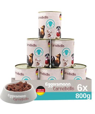 Eggersmann Carnebello - Wet dog food with lamb (6 x 800 g) - Complete food for adult dogs - Tasty and premium wet food for dogs