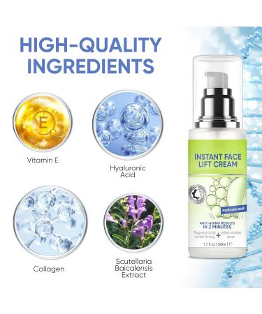 Instant Face Lift Cream - Temporary Skin Tightening with Hyaluronic Acid | Firm Wrinkles & Sagging Skin on Face & Neck - Buy Online on GoSupps.com
