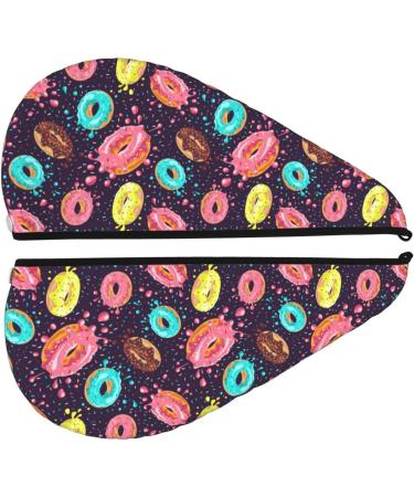 Hair Towel Wrap - Quick Drying Turban with Button | Best Hair Drying Towel for Effortless Styling (Donuts1 - Buy Online on GoSupps.com