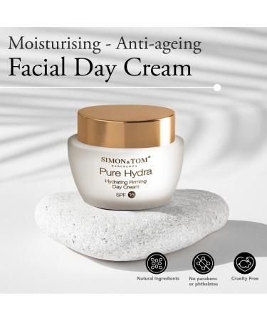 Simon&Tom Pure Hydra Moisturizing Facial Day Cream - 50ml - Anti-Wrinkle & Extra Firming with SPF 15 Protection - Hyaluronic Acid and Argan Stem Cells - Made in Spain - Buy Online on GoSupps.com