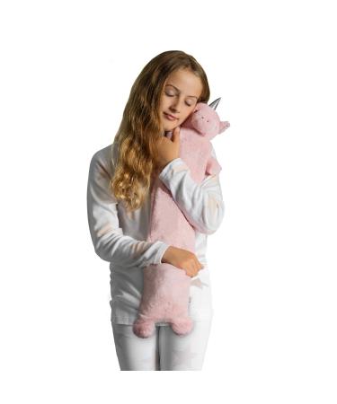 LIVIVO Unicorn Hot Water Bottle - Extra Long 2L With Removable Cover - Fluffy Plush Washable Fleece Cover - For Kids Adults