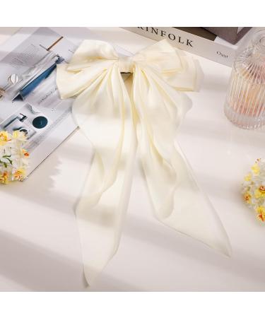 RosewineC 2 PCS Bow Hair Clips with Satin Tail - Black & White French Automatic Barrettes for Women and Girls - Buy Online on GoSupps.com