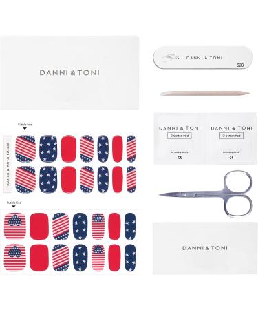 DANNI & TONI Patriotic Gel Nail Strips (Stars and Stripes) - 28 Glossy Nail Wraps - Buy Online on GoSupps.com