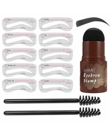 Eyebrow Stamp Shaping Kit eyebrows stamp make -up brow stamp brow powder stencil kit color eyebrow stamp suitable for women brow shaping waterproof make -up cosmetics set (black)