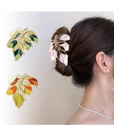 Yonchic 3-Piece Floral Metal Hair Clips for Thin/Medium Thick Hair - Elegant Barrettes with Strong Hold and Non-Slip Design - 3-Color Leaves - Buy Online on GoSupps.com