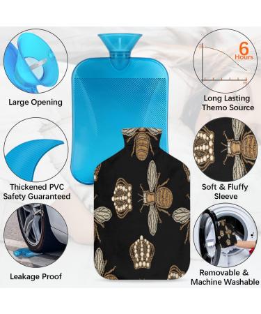 Golden BEE Hot Water Bottle with Fluffy Cover - 2L Cozy Bee Design for Pain Relief & Comfort - Buy Online on GoSupps.com