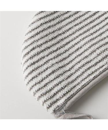 Bamboo Microfiber Hair Towel Wrap Fast Drying Gray Striped Shower Turban with Button | Super Absorbent Anti-Frizz Bath Towel - Buy Online on GoSupps.com
