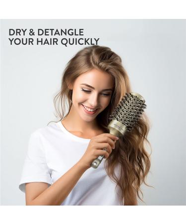 H&S 85mm Round Natural Boar Bristle Hair Brush for Blow Drying - Gold | Men & Women's Small Circle Hairbrush - Buy Online on GoSupps.com