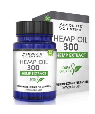 Absolute Nutrition Hemp Oil Capsules 30ct - 100% Organic Hemp Extract Drops - Rich in Omega Fatty Acids 3 6 9 - Ultra-Pure CO2 Extracted - Grown and Made in USA - with MCT Oil