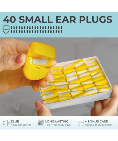 PQ Small Ear Plugs for Sleep - 40 Foam Earplugs for Small Ear Canals, 32 dB Noise Cancelling, Soft & Premium Earplugs for Men and Women - Block Snoring Effectively - Buy Online on GoSupps.com