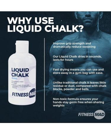 Fitness Mad Liquid Chalk - Extra Strength Sweat-Free Grip for Climbing Weight Lifting & Crossfit - 250ml Made in UK - Buy Online on GoSupps.com