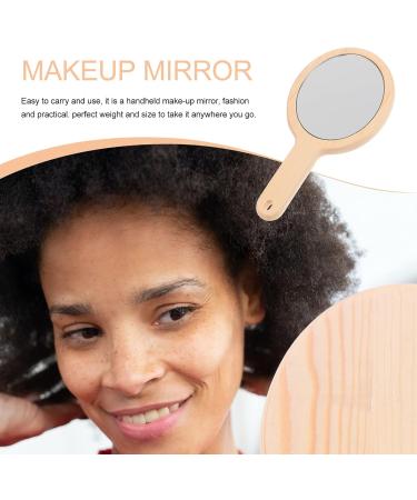 Healifty Natural Wood Hand Mirror - Vintage Portable Makeup Vanity Mirror for Women - Travel Friendly - Wood Color - Buy Online on GoSupps.com