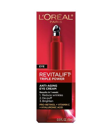 L'Oreal Revitalift Anti-Aging Eye Cream | Triple Power Under Eye Treatment - Reduce Wrinkles  De-Puff & Brighten - 0.5 fl. oz. - Buy Online on GoSupps.com
